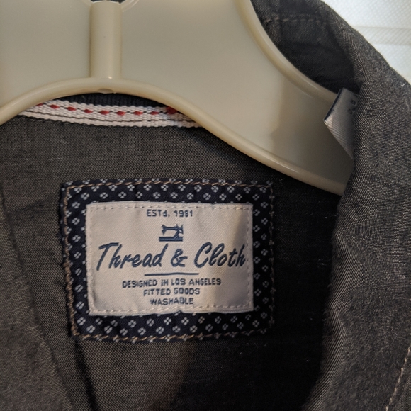 Men's Gray Western Cowboy long sleeve button up - Picture 2 of 2